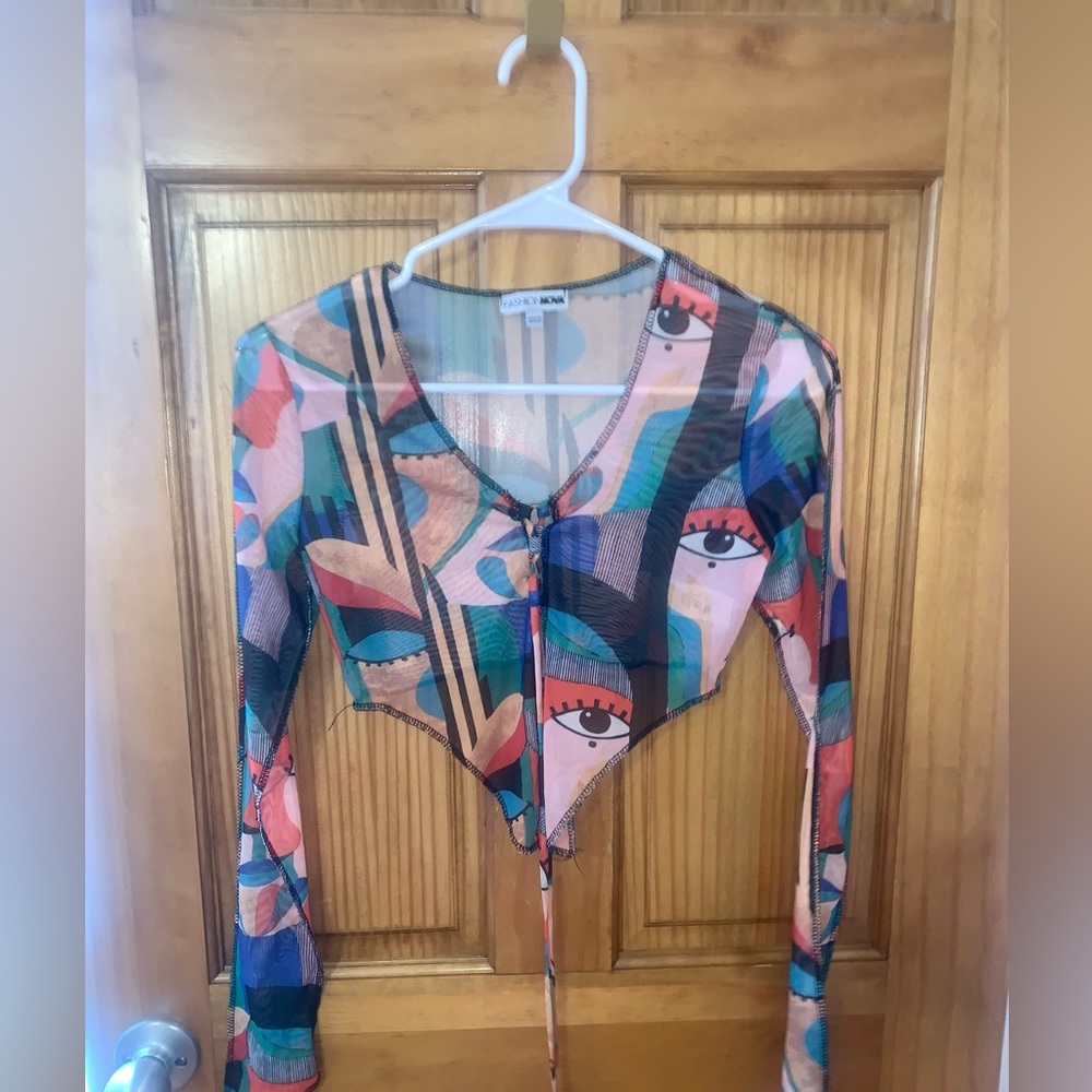 Never work Size S Fashion Nova Mesh long sleeve top